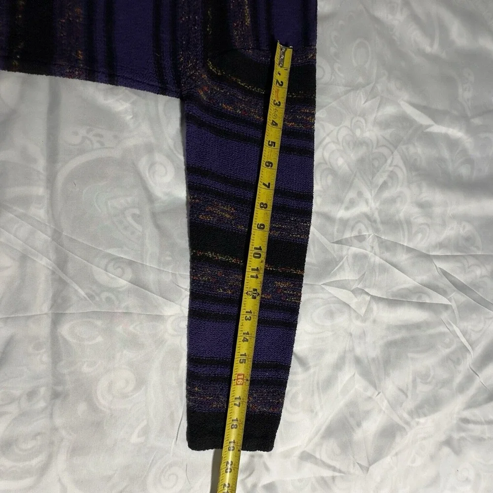 Amanda Smith‎ Women M Full Zipper Knit Sweater Purple Multi Colored Stripes